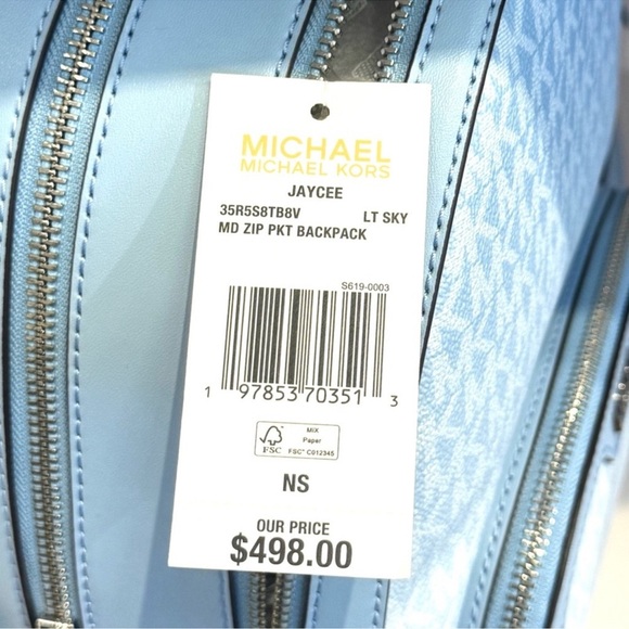 Michael Kors Jaycee Medium Ombré Signature Logo Backpack Light Sky Blue - Picture 12 of 12